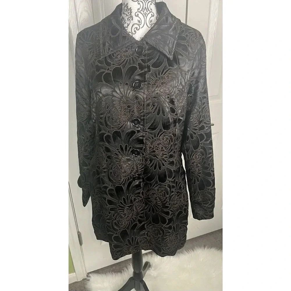 Ethyl Women’s Black Floral Dress Coat‎ Size M